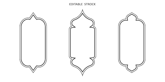 Forma vettoriale islamica di un arco di finestra o porta set di cornici arabi icona di contorno modificabile ramadan kareem