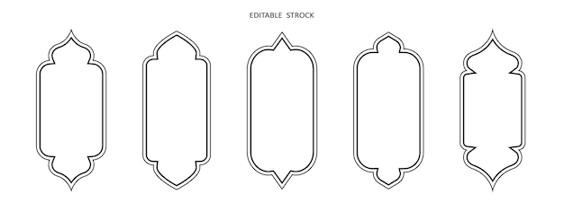 Islamic vector shape of a window or door arch Arab frame set Ramadan kareem editable outline icon