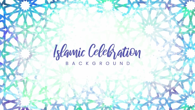 Islamic watercolor background beautiful arabic pattern with bright colors