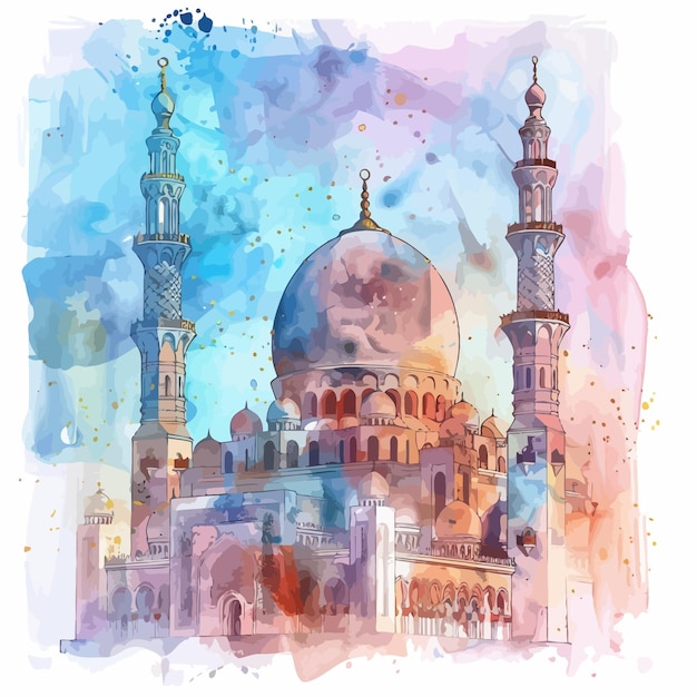 Vector islamic watercolor painting