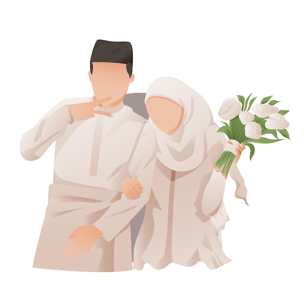 islamic wedding couple cartoon