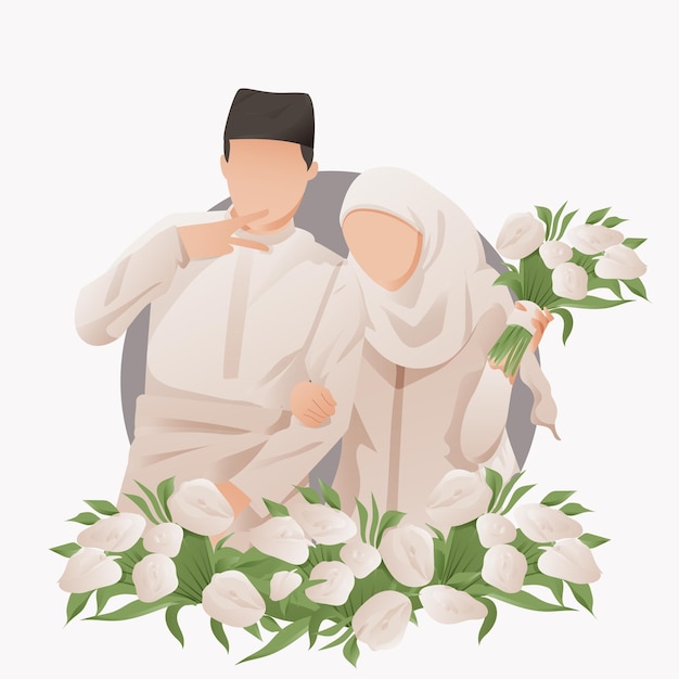 islamic wedding couple illustration