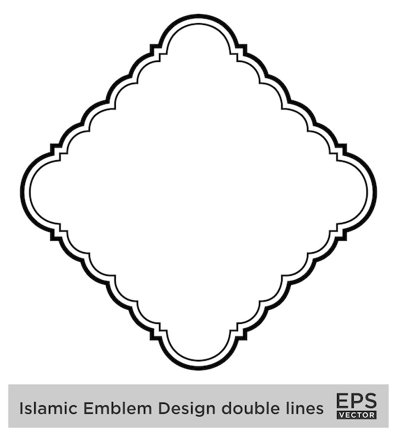 Vector islamitisch embleem ontwerp dubbele lijnen zwarte stroke silhouetten ontwerp pictogram symbool visueel