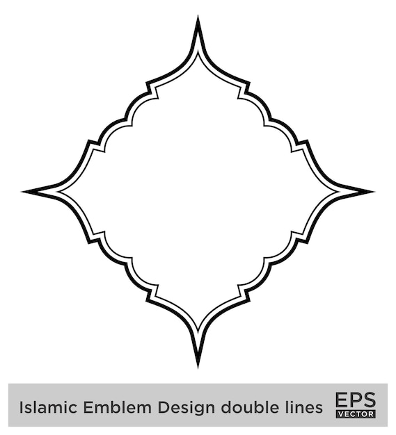 Vector islamitisch embleem ontwerp dubbele lijnen zwarte stroke silhouetten ontwerp pictogram symbool visueel