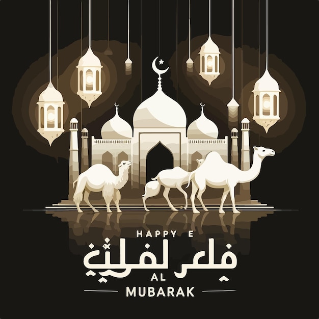 Islamitisch feest Eid aladha Mubarak viering vector illustratie van religieus moslimfeest