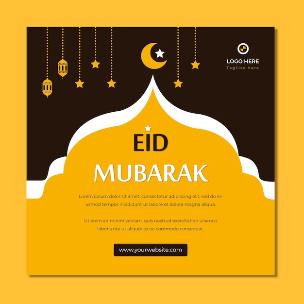 Islamitisch festival eid mubarak social media postverzameling Premium Vector