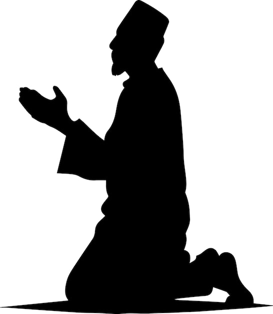 Islamitisch gebed vector silhouet een moslim gebed tot Allah vector silhouet