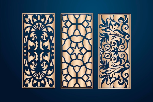 islamitisch Lasergesneden sierpaneelsjablonen instellen decoratieve kantranden patronen vector