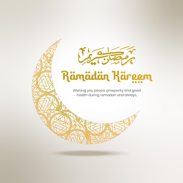 Islamitisch mooi Ramadan Kareem-wenskaartontwerp met gouden kleurenmandala in maanvorm
