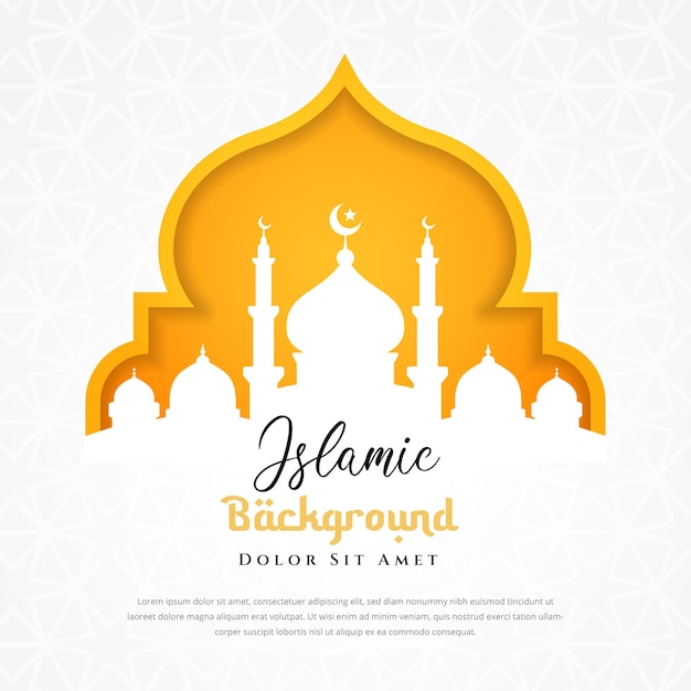 Islamitisch ontwerp als achtergrond met de illustratie van het moskeesilhouet. kan worden gebruikt voor wenskaarten, achtergronden of banners