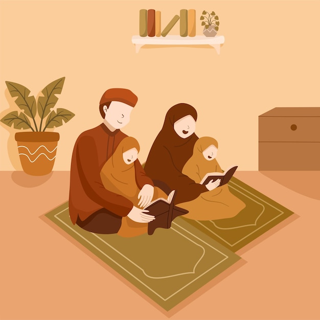 Islamitisch ouderschap illustratie plat ontwerp