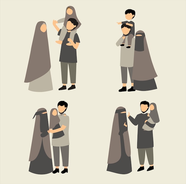 Vector islamitisch ouderschap illustratie plat ontwerp