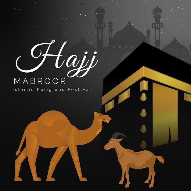 Islamitisch religieus festival hadj social media post-sjabloon voor spandoek