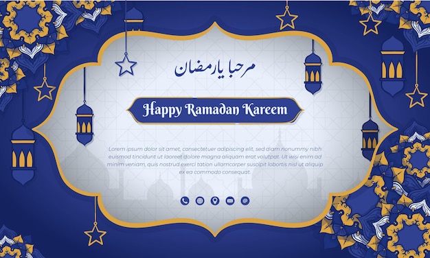 Islamitische achtergrond in paars wit handgetekend ontwerp voor ramadan kareem reclamesjabloon