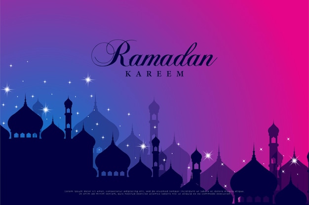 Islamitische achtergrond met ramadan schrijven en moskee afbeelding in een gesorteerde achtergrond.