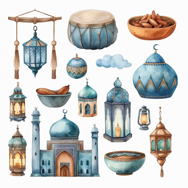 Islamitische aquarel clip voor ramadhan of eid mubarak