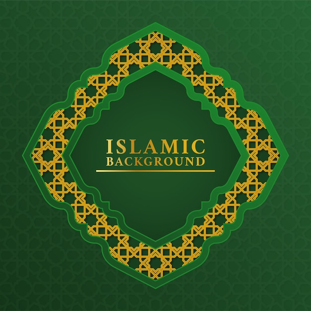 Islamitische arabische gouden ornament grens arabesque patroon luxe groene achtergrond premium vector