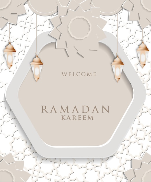 Islamitische Arabische ornament patroon frame elegante randen met achtergrond premium vector