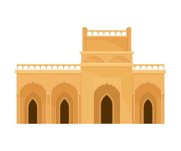 Vector islamitische architectuur met puntige bogen en geometrische patroon ornament vector illustratie