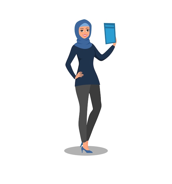 Islamitische dame pictogram dynamische cartoon karakter overzicht