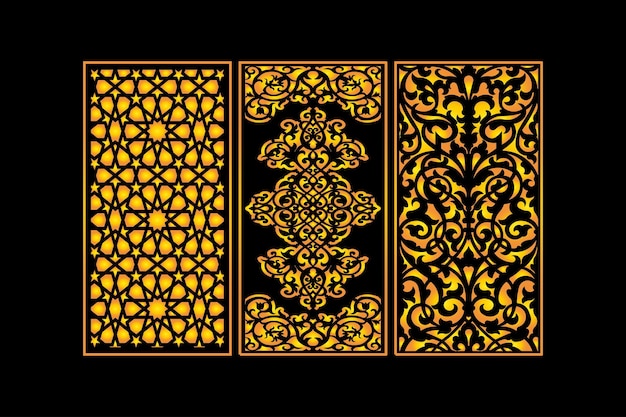 Islamitische decoratieve abstracte lasergesneden panelen sjabloon met geometrische textuur en bloemenlaser