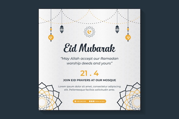 Islamitische eid-viering social media post-sjabloon