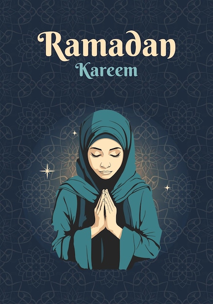 Islamitische groetenkaart ramadan sjabloon met meisje Ramadan Kareem Poster media banner