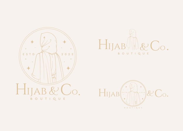Islamitische hijab vrouw lijn kunst mode logo