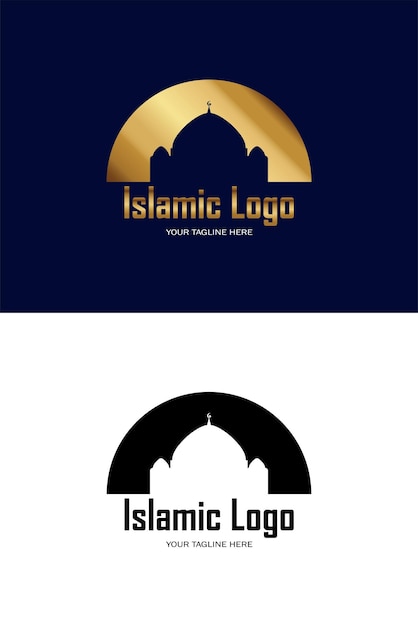 Vector islamitische logo vector in twee kleuren zwart wit en gouden elementen