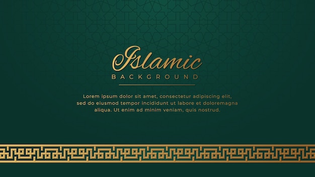 Islamitische luxe gouden sieraad grens arabesque patroon groene achtergrond