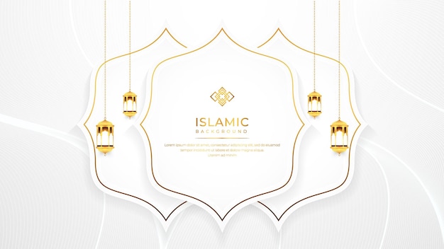 Islamitische luxe witte en gouden elegante golf gelaagde Ramadan Mubarak islamitische achtergrond