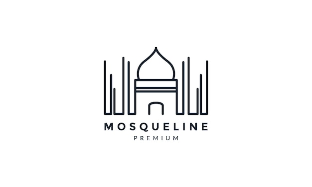 Islamitische moskee eenvoudige lijn overzicht logo vector pictogram illustratie