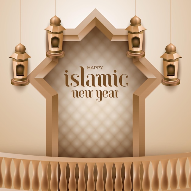 islamitische nieuwjaarsviering bannerillustratie