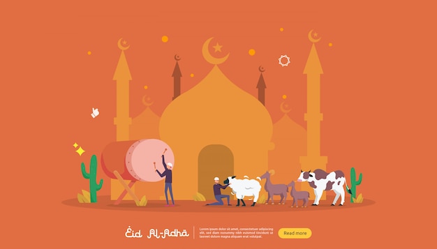 Islamitische ontwerp illustratie concept voor Happy eid al adha of offer viering evenement