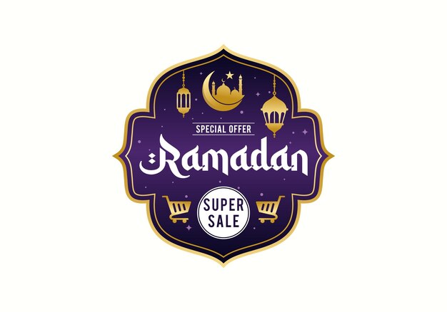 Vector islamitische ramadan kareem verkoop korting label badge ontwerp