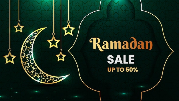Islamitische ramadan sale post banner achtergrondontwerp