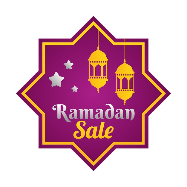 Vector islamitische ramadan verkoop label badge banner sjabloon ontwerp achtergrond