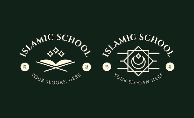 Islamitische school en universiteit lijn logo set