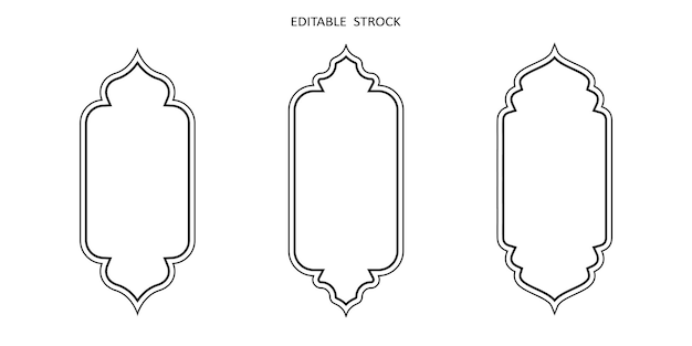 Islamitische vectorvorm van een raam- of deurboog Arabische frameset Ramadan kareem bewerkbare omtrekpictogram