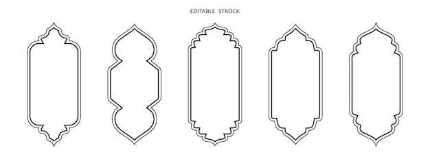 Islamitische vectorvorm van een raam- of deurboog Arabische frameset Ramadan kareem bewerkbare omtrekpictogram