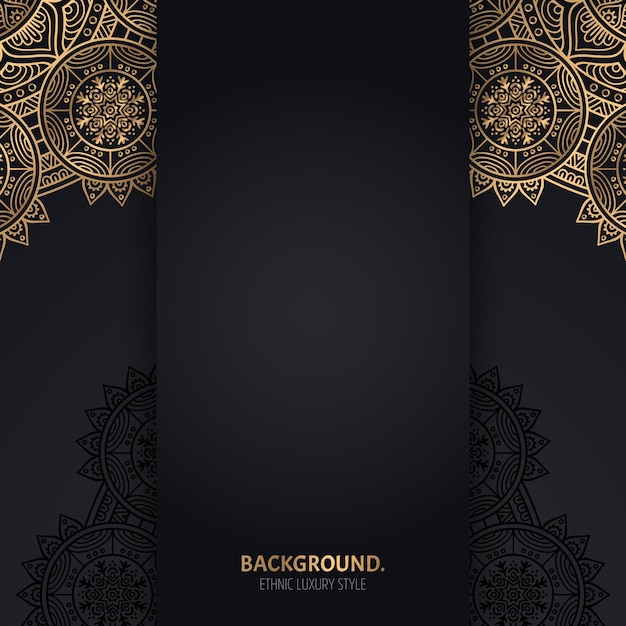 islamitische zwarte achtergrond met gouden geometrische mandalacirkels