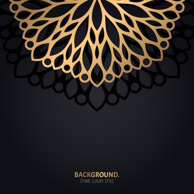 Islamitische zwarte achtergrond met gouden mandala-decoratie
