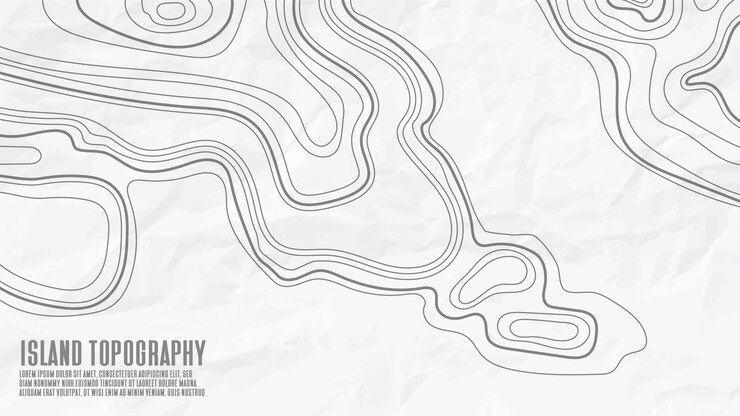 Vector island archipelago topographic contour geographic map illustration for isolated on white paper