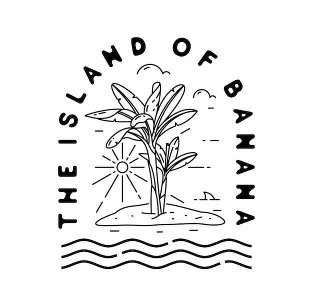 Island of Banana Logo Vintage Monoline Badge