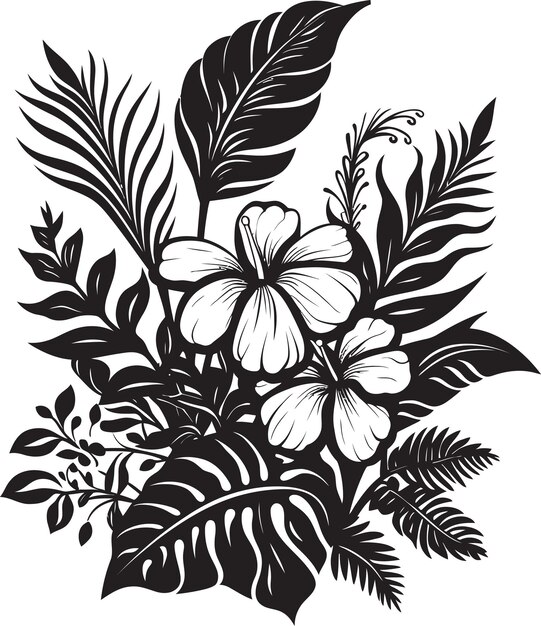 Island Botanicals Zwart pictogram Uitstekend bloemenaccent Vector Zwart ontwerp