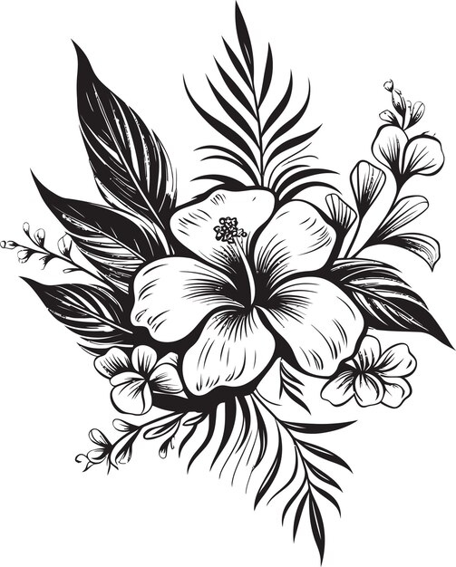 Island Escape Vector Icon in Black Vector Artistry Unveiled Exotic Floral Logo