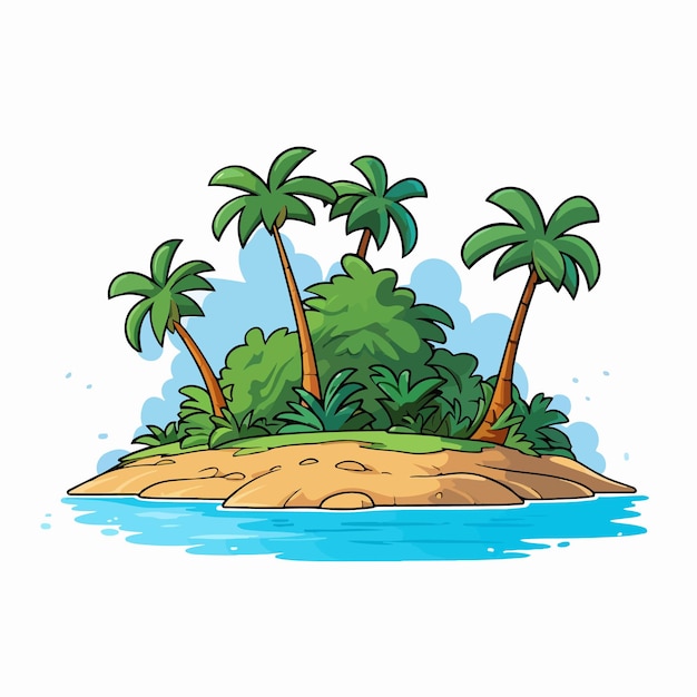 Island flat vector illustration island cartoon hand drawing isolated vector illustration