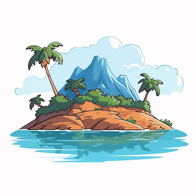 Vector island flat vector illustration island cartoon hand drawing isolated vector illustration