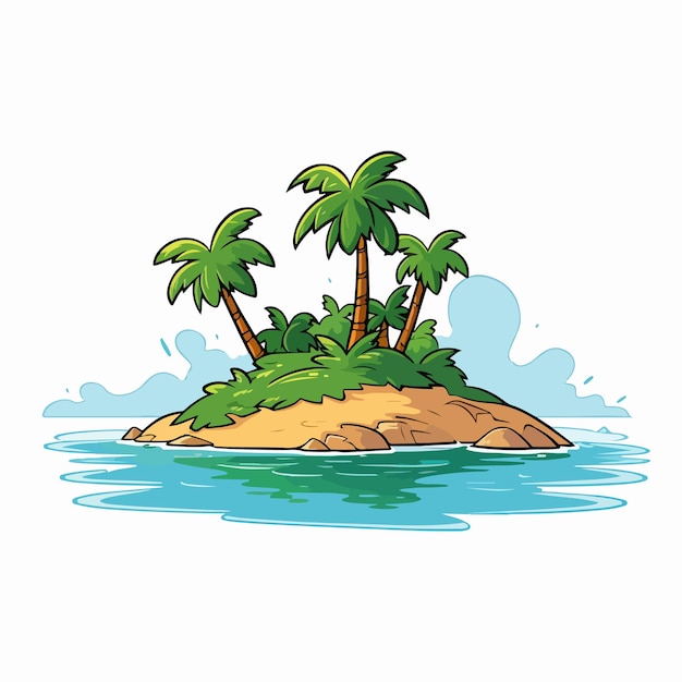 Vector island flat vector illustration island cartoon hand drawing isolated vector illustration