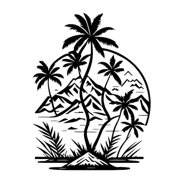 Island Icon hand draw black colour camp logo symbol perfect